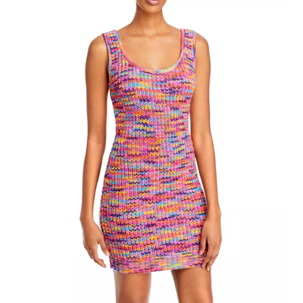 STAUD Orange and Purple Bodycon Mini Dress